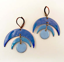 Load image into Gallery viewer, Moon Phase Earrings, Glass Enamel on Copper