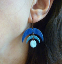 Load image into Gallery viewer, Moon Phase Earrings, Glass Enamel on Copper