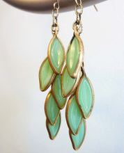 Load image into Gallery viewer, Cascading Leaves Earrings, Green Leaf Earrings, Last Pair