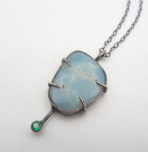 Load image into Gallery viewer, Green Glitter Necklace, Australian Opal with Emerald Cubic Zirconia Pendant