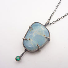 Load image into Gallery viewer, Green Glitter Necklace, Australian Opal with Emerald Cubic Zirconia Pendant
