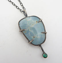 Load image into Gallery viewer, Green Glitter Necklace, Australian Opal with Emerald Cubic Zirconia Pendant