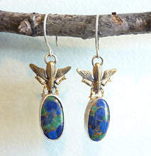 Load image into Gallery viewer, Azurite Malalachite Fly Earrings