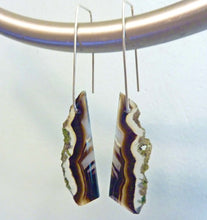 Load image into Gallery viewer, Banded Agate Druzy Hoop Earrings