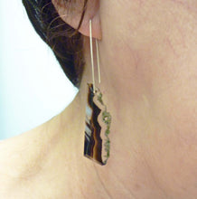 Load image into Gallery viewer, Banded Agate Druzy Hoop Earrings