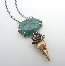 Load image into Gallery viewer, Kyanite Raven and Cactus Flower Pendant