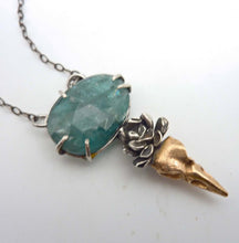 Load image into Gallery viewer, Kyanite Raven and Cactus Flower Pendant