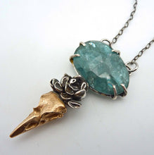 Load image into Gallery viewer, Kyanite Raven and Cactus Flower Pendant