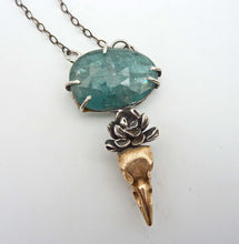 Load image into Gallery viewer, Kyanite Raven and Cactus Flower Pendant