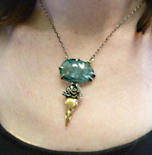 Load image into Gallery viewer, Kyanite Raven and Cactus Flower Pendant