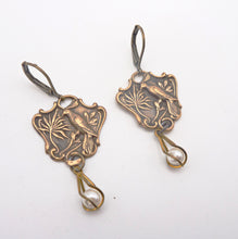 Load image into Gallery viewer, Bird of Paradise and Caged Pearl Earrings