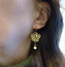 Load image into Gallery viewer, Bird of Paradise and Caged Pearl Earrings