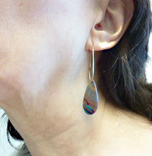 Load image into Gallery viewer, Rainbow Calsilica Teardrop Hoop Earrings