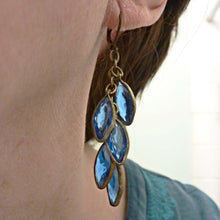 Load image into Gallery viewer, Cascading Leaves Earrings in Deep Blue Crystal