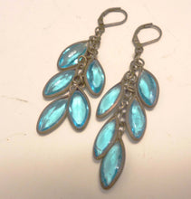 Load image into Gallery viewer, Cascading Leaves Earrings in Turquoise Blue Crystal