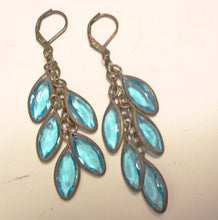 Load image into Gallery viewer, Cascading Leaves Earrings in Turquoise Blue Crystal