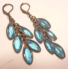Load image into Gallery viewer, Cascading Leaves Earrings in Turquoise Blue Crystal