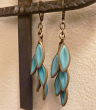 Load image into Gallery viewer, Cascading Leaves Earrings in Turquoise Blue