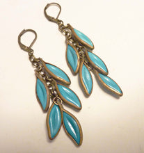 Load image into Gallery viewer, Cascading Leaves Earrings in Turquoise Blue