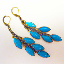 Load image into Gallery viewer, Cascading Leaves Earrings in Deep Turquoise