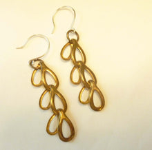Load image into Gallery viewer, Chain Leaf Earrings, Vintage Brass, Mid-century Modern