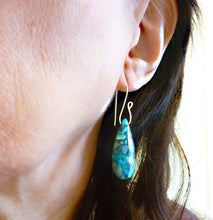 Load image into Gallery viewer, Chrysocholla Mosaic Teardrop Hoop Earrings