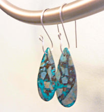 Load image into Gallery viewer, Chrysocholla Mosaic Teardrop Hoop Earrings