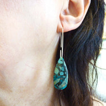 Load image into Gallery viewer, Chrysocholla Mosaic Teardrop Hoop Earrings