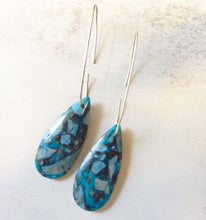 Load image into Gallery viewer, Chrysocholla Mosaic Teardrop Hoop Earrings