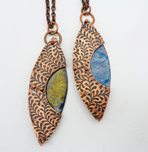 Load image into Gallery viewer, Foliage Enamel Necklace, Riveted Copper Pendant