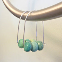 Load image into Gallery viewer, Chrysoprase and Sterling Silver Hoop Earrings