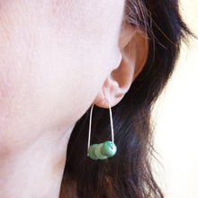 Load image into Gallery viewer, Chrysoprase and Sterling Silver Hoop Earrings