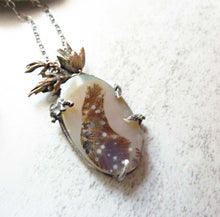 Load image into Gallery viewer, Dendritic Agate Wildflower Wing Pendant, One of A Kind
