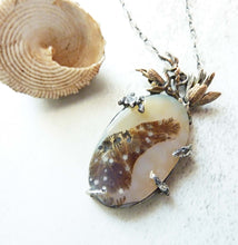 Load image into Gallery viewer, Dendritic Agate Wildflower Wing Pendant, One of A Kind