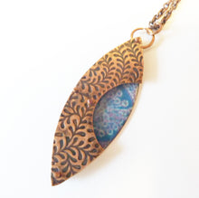 Load image into Gallery viewer, Foliage Enamel Necklace, Riveted Copper Pendant