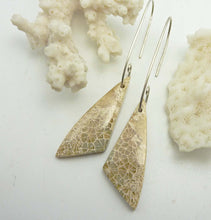 Load image into Gallery viewer, Fossil Coral Triangle Hoop Earrings