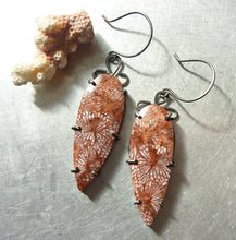 Load image into Gallery viewer, Fossil Coral Fan Earrings