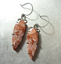 Load image into Gallery viewer, Fossil Coral Fan Earrings