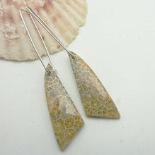 Load image into Gallery viewer, Fossil Coral Triangle Hoop Earrings