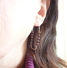 Load image into Gallery viewer, Abacus Hoop Earrings, Garnet Beads, Hammered Sterling Silver Wires