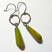 Load image into Gallery viewer, Green Agate Teardrop Earrings