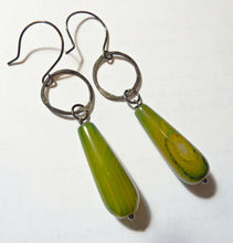 Load image into Gallery viewer, Green Agate Teardrop Earrings