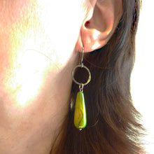 Load image into Gallery viewer, Green Agate Teardrop Earrings