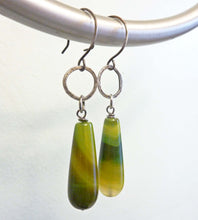 Load image into Gallery viewer, Green Agate Teardrop Earrings
