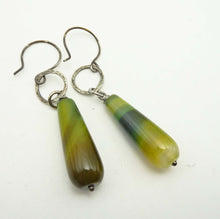 Load image into Gallery viewer, Green Agate Teardrop Earrings