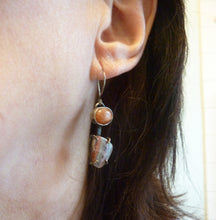 Load image into Gallery viewer, Laguna Lace Agate, Sunstone, Solar Earrings