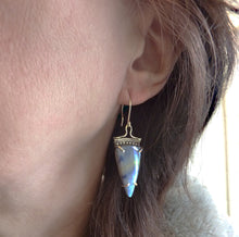 Load image into Gallery viewer, Lazulite Earrings, Beaded Edge