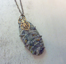 Load image into Gallery viewer, Orthoceras Fossil and Scarab Pendant