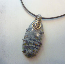 Load image into Gallery viewer, Orthoceras Fossil and Scarab Pendant