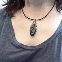 Load image into Gallery viewer, Orthoceras Fossil and Scarab Pendant